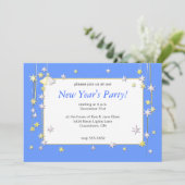Invitation Joyeux Nouvel An Etoiles Bleu (Debout devant)