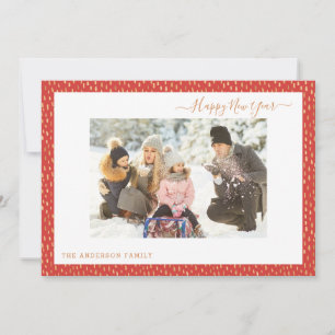 Invitation Joyeux Nouvel An Moderne Elégant Rouge Simple Card