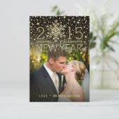 Invitation Joyeux Nouvel An Snowflake Confetti Photo (Debout devant)