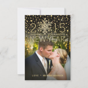 Invitation Joyeux Nouvel An Snowflake Confetti Photo