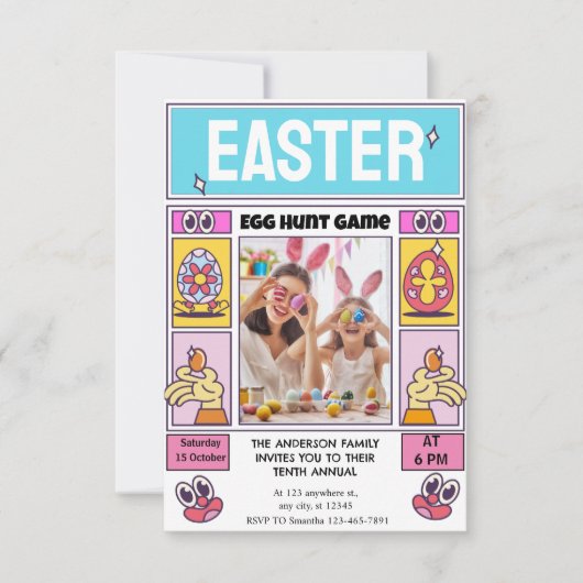 Invitation Joyeux OEuf de Pâques vacances (Devant)