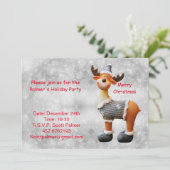 Invitation Joyeux orignal de Noël portant un casquette (Debout devant)