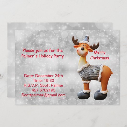 Invitation Joyeux orignal de Noël portant un casquette (Devant / Derrière)