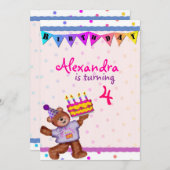 Invitation Joyeux Ours d'anniversaire (Devant / Derrière)