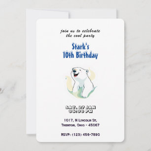 Invitation Joyeux Ours Polaire Anniversaire Personnalisé
