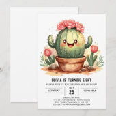 Invitation Joyeux Pampas Grass Girly Cactus Girl Anniversaire (Devant / Derrière)