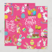 Invitation Joyeux Pâques, Amusants Souhaits De Lapin Et Pos C (Devant / Derrière)