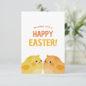 Invitation Joyeux Pâques avec deux petits poussins aquarelle (Debout devant)