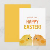 Invitation Joyeux Pâques avec deux petits poussins aquarelle (Devant / Derrière)