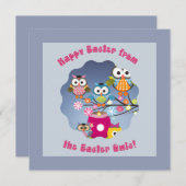 Invitation Joyeux Pâques des Chouettes de Pâques ! (Devant / Derrière)