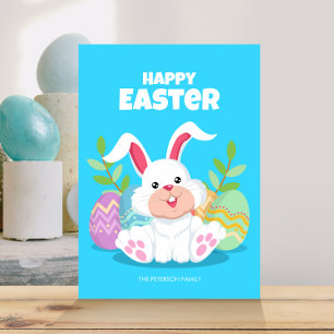 Invitation Joyeux Pâques   Lapin de dessin animé et oeufs de 