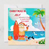 Invitation Joyeux Père Noël Noël en Juillet Fête d'été   (Devant)