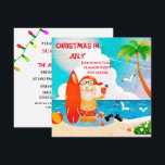 Invitation Joyeux Père Noël Noël en juillet Fête d'été<br><div class="desc">Joyeux Père Noël Noël en juillet Invitation à la fête d'été comprend une scène de plage tropicale, joyeux Père Noël et un modèle de texte d'invitation. Un design parfait pour une fête d'été, une fête du 14 juillet, une réunion de famille, un barbecue ou une fête de plage. Veuillez cliquer...</div>