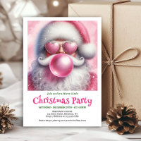 Joyeux père Noël rose bubble gum aquarelle vacance