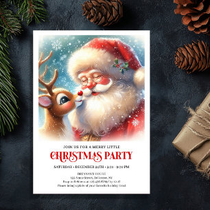 Invitation Joyeux Père Noël Rudolph Fête de Famille de Vacanc