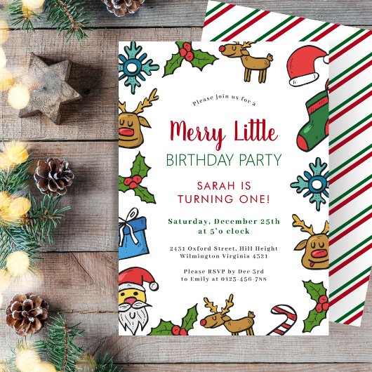 Invitation Joyeux petit anniversaire Noël hiver