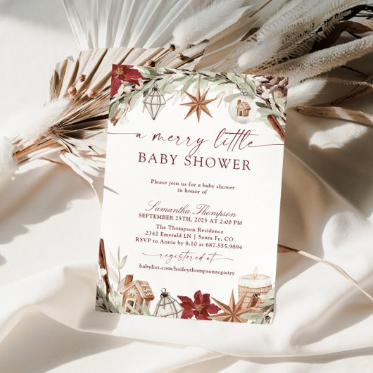 Invitation Joyeux petit Baby shower, Baby shower de Noël