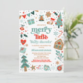 Invitation Joyeux petit Baby shower Baby shower de Noël (Debout devant)