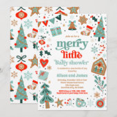 Invitation Joyeux petit Baby shower Baby shower de Noël (Devant / Derrière)