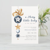 Invitation Joyeux petit Baby shower de monogramme d'hiver (Debout devant)
