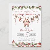 Invitation Joyeux petit Baby shower de Noël (Devant)