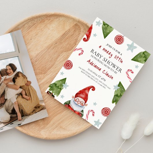 Invitation Joyeux petit Baby shower de Noël