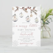 Invitation Joyeux petit Baby shower de Noël d'hiver (Debout devant)