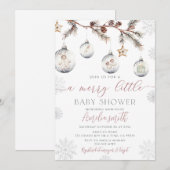 Invitation Joyeux petit Baby shower de Noël d'hiver (Devant / Derrière)