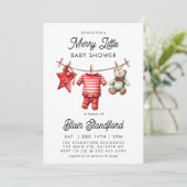 Invitation Joyeux petit Baby shower de Noël moderne (Debout devant)