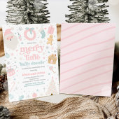 Invitation Joyeux Petit Baby shower De Noël Rose Et Argent