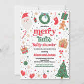 Invitation Joyeux Petit Baby shower De Noël Rouge Et Bleu (Devant)