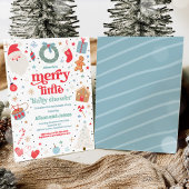 Invitation Joyeux Petit Baby shower De Noël Rouge Et Bleu