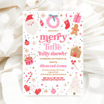 Invitation Joyeux Petit Baby shower De Noël Rouge Et Rose<br><div class="desc">Joyeux Petit Baby shower De Noël Rouge Et Rose Invitation</div>