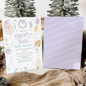 Invitation Joyeux petit Baby shower de Noël violet et argent