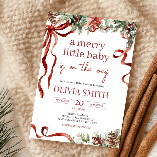 Invitation Joyeux petit Baby shower Père Noël de Noël