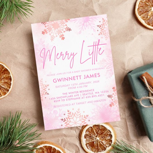 Invitation Joyeux petit Baby shower rose