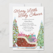 Invitation Joyeux petit Baby shower Vintage traîneau (Devant)