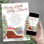 Invitation Joyeux petit Baby shower Vintage traîneau<br><div class="desc">Baby shower de noël vintage invitation avec "Joyeux petit Baby shower" en écriture manuscrite décontractée. Cette aquarelle festive présente un traîneau empilé de cadeaux, un arbre de Noël décoré et des pins enneigés en rouge et blanc neutre pour le genre. Idéal pour les fêtes de fin d'année. Parcourez ma collection...</div>
