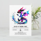 Invitation Joyeux petit Dragon Digital Boy Anniversaire (Debout devant)