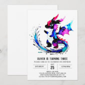 Invitation Joyeux petit Dragon Digital Boy Anniversaire (Devant / Derrière)