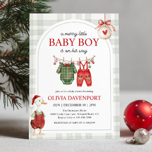 Invitation Joyeux Petit Garçon Oie Noël Baby Shower