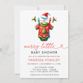 Invitation Joyeux petit Noël Baby shower Père Noël (Devant)