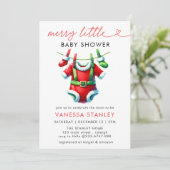 Invitation Joyeux petit Noël Baby shower Père Noël (Debout devant)