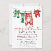 Invitation Joyeux petit Noël Baby shower Père Noël (Devant)