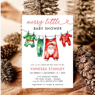 Invitation Joyeux petit Noël Baby shower Père Noël