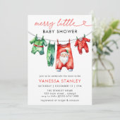 Invitation Joyeux petit Noël Baby shower Père Noël (Debout devant)