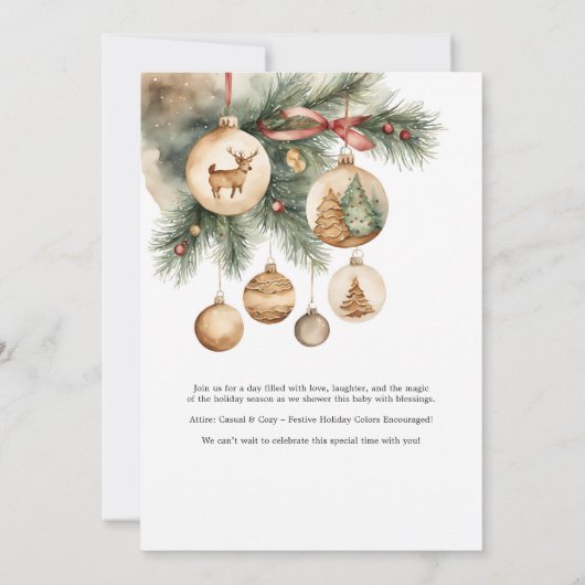 Invitation Joyeux petit Noël Boho Bébé Fête Prénatale d'Hiver (Dos)
