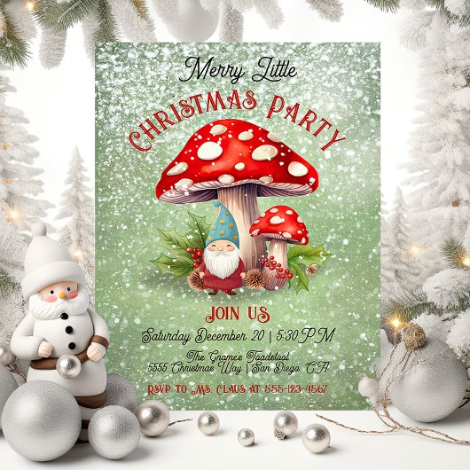 Invitation Joyeux petit Noël Gnome Toadstool Champhroom