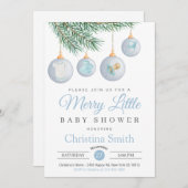 Invitation Joyeux petit Noël hiver bébé garçon douche (Devant / Derrière)