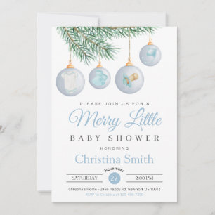 Invitation Joyeux petit Noël hiver bébé garçon douche